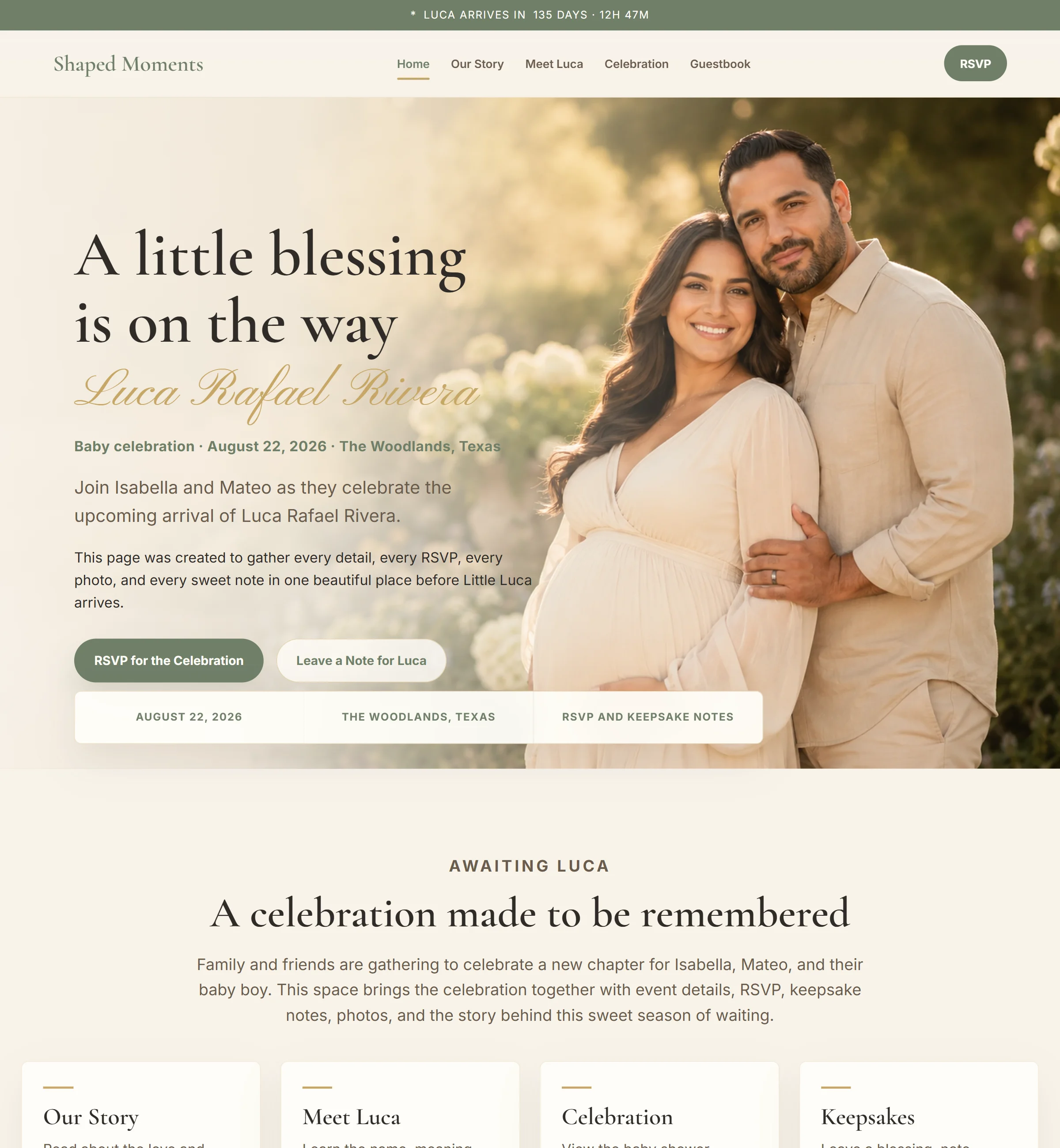 Baby shower invitation example