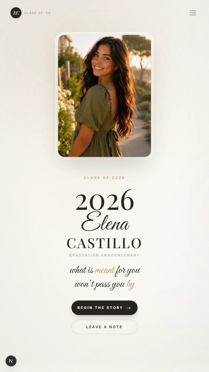 Custom graduation website preview