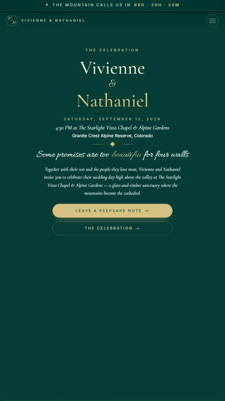 Custom wedding website preview